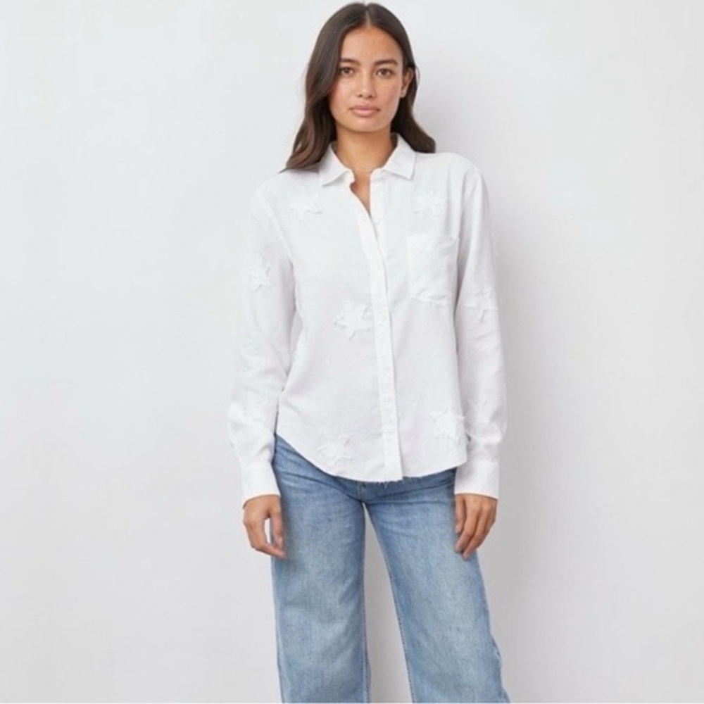 Rails Ingrid White Star Patch Button-Down Shirt